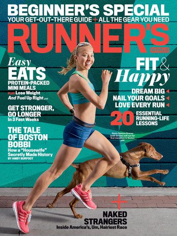 Iron Doggy Hands-Free Leash on cover of Runner's WOrld Magazine